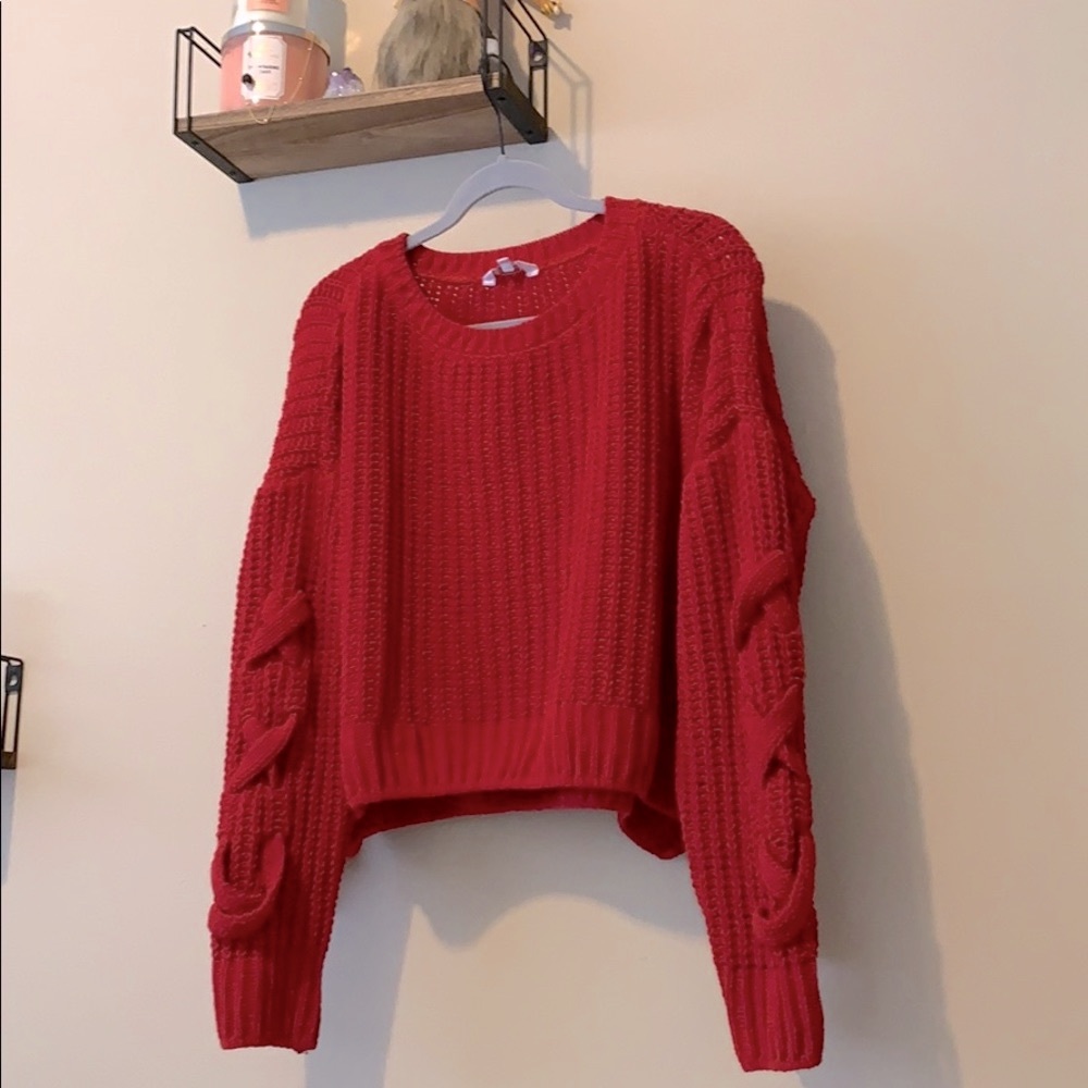 Candie’s XL red knit tie sweater